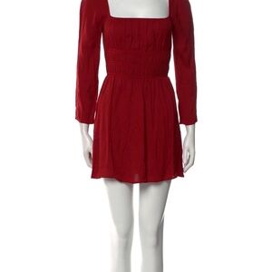 Reformation Red Long Sleeve Dress